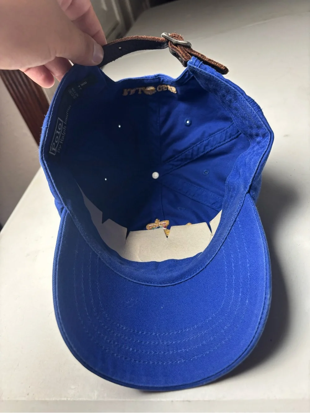 VTG Polo Ralph Lauren PRL Club Royal Blue Equestrian Crest Denim Cap Hat